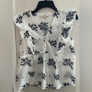 Loft cotton embroidered Spring Floral White And Blue Size Small